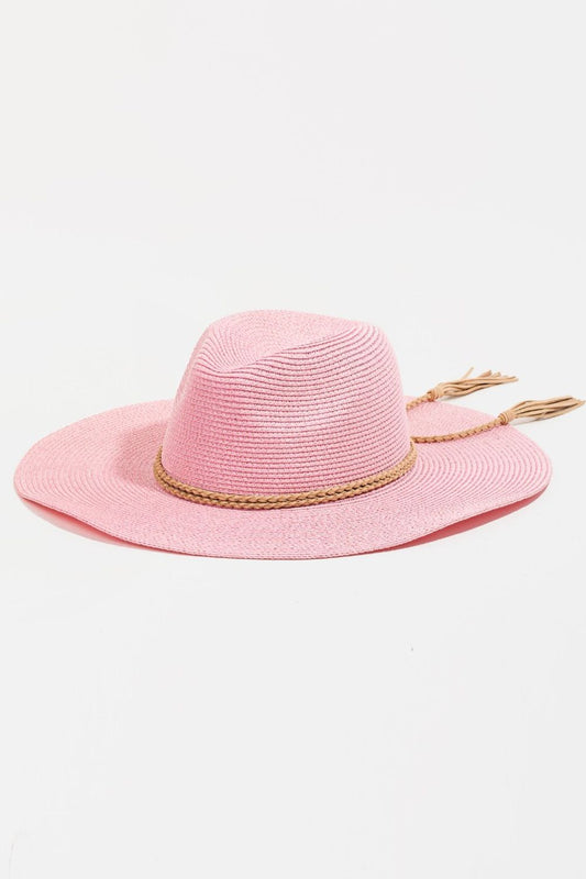 Straw Braided Rope Strap Fedora Hat - Body By J'ne