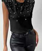 Pearl Detail Round Neck Tank - Body By J'ne