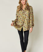 Full Size Printed Long Sleeve Blouse - Body By J'ne