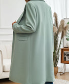 Devine Pocketed Collared Neck Long Sleeve Coat