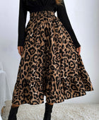 Printed Elastic Waist Midi Skirt