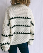 Contrast Stripes Round Neck Long Sleeve Sweater