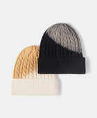 Contrast Tie-Dye Cable-Knit Cuffed Beanie