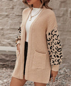 Pocketed Leopard Open Front Cardigan