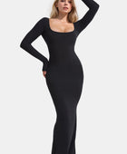 Built-In Shapewear Square Neck Long Sleeve Maxi Dress