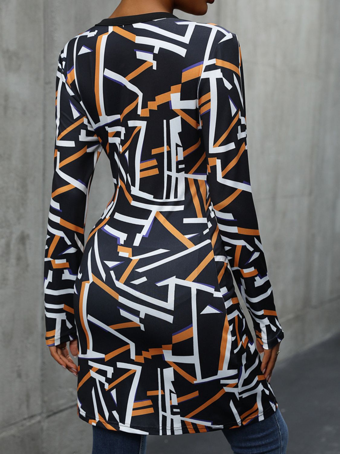 Perfee Geometric Surplice Long Sleeve T-Shirt - Body By J'ne