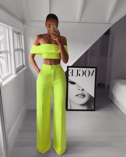 Fierce Cropped Top + Long Trousers Set - Body By J'ne