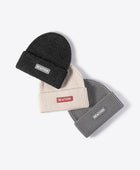 NEWYORK Patch Rib-Knit Cuffed Beanie