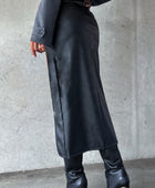 Slit Midi Skirt with Pockets