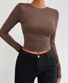 Devine Backless Round Neck Long Sleeve T-Shirt