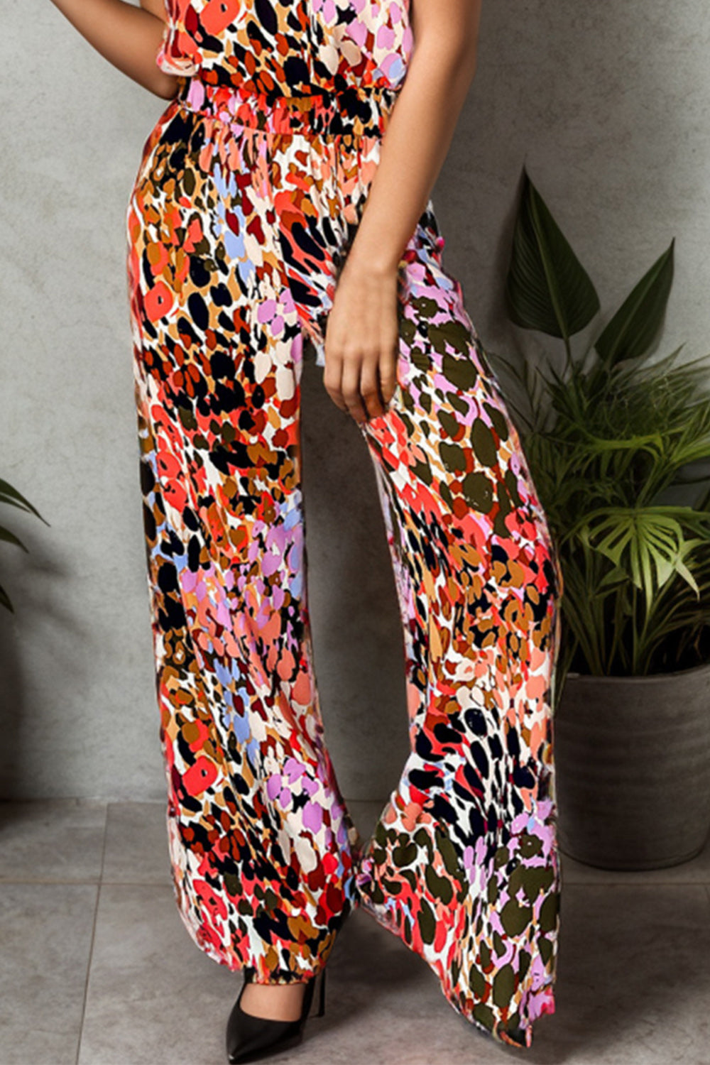 Tied Printed Mock Neck Top and Pants Set - Body By J'ne