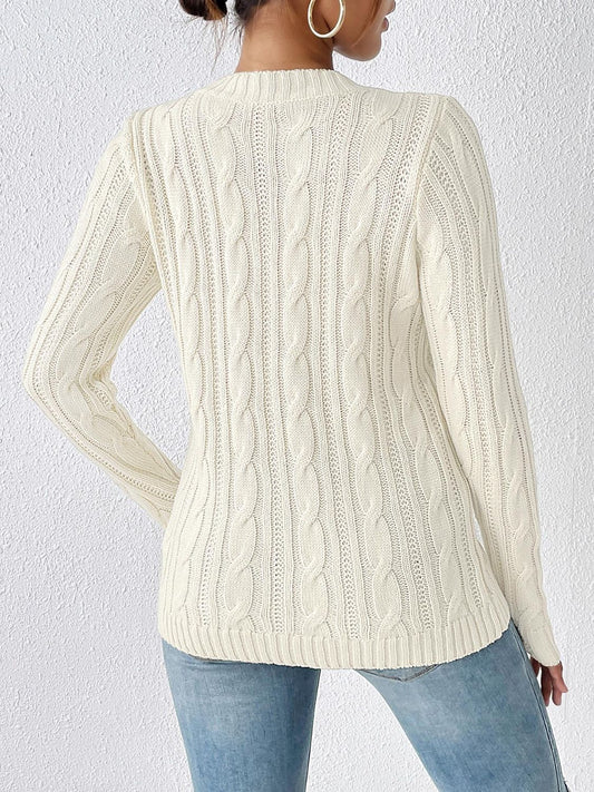 Cable-Knit Round Neck Sweater - Body By J'ne