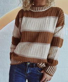 Contrast Round Neck Long Sleeve Sweater