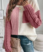 Color Block Round Neck Long Sleeve Sweater