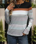 Perfee Striped Round Neck Long Sleeve T-Shirt