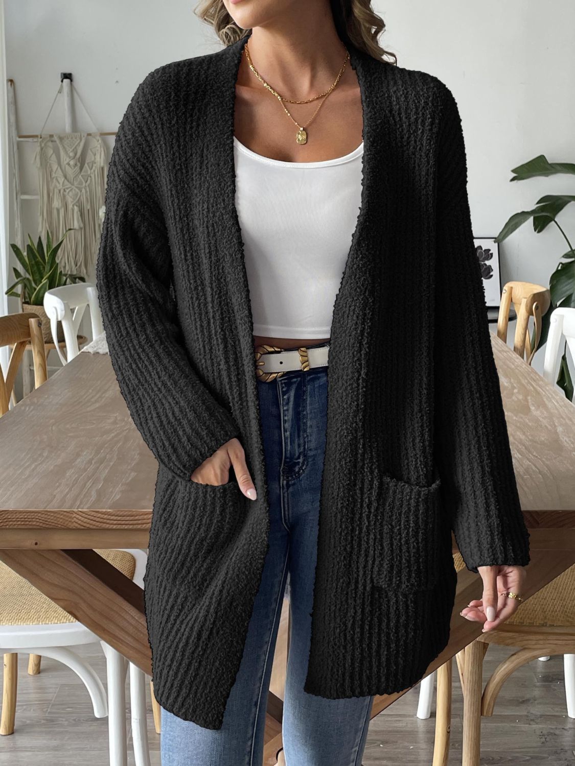 Open Front Long Sleeve Cardigan - Body By J'ne