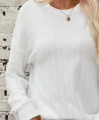 Textured Round Neck Long Sleeve T-Shirt