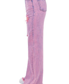 Vintage Ripped Wide Leg jean in Mineral Pink