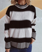 Contrast Round Neck Long Sleeve Sweater