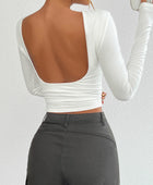 Devine Backless Round Neck Long Sleeve T-Shirt