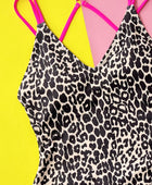 Leopard Plunge Spaghetti Strap One-Piece Swimwear - Body By J'ne