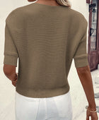 Round Neck Half Sleeve Knit Top - Body By J'ne