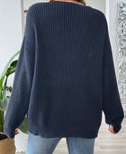 Contrast Dropped Shoulder Long Sleeve Sweater