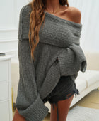 Devine Off-Shoulder Extra-Long Sleeve Sweater