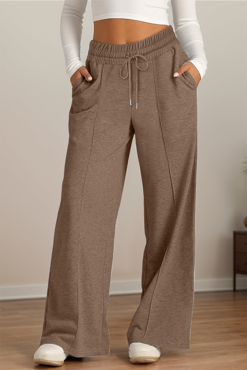 Drawstring Elastic Waist Wide Leg Pants - Body By J'ne
