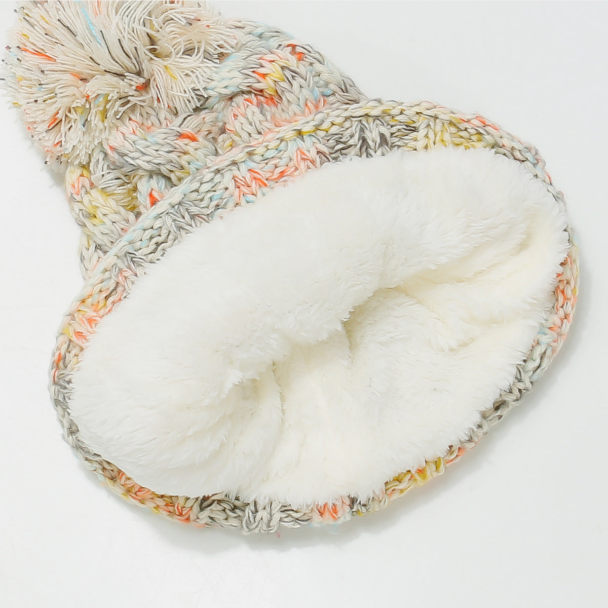 Contrast Cable-Knit Hat with Pompom - Body By J'ne