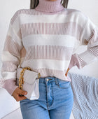 Striped Turtleneck Long Sleeve Sweater