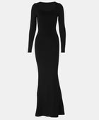 Built-In Shapewear Square Neck Long Sleeve Maxi Dress