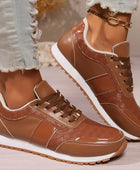 Lace-Up PU Leather Sneakers - Body By J'ne