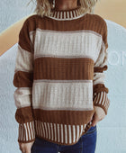 Contrast Round Neck Long Sleeve Sweater