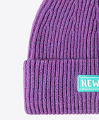 NEWYORK Patch Rib-Knit Cuffed Beanie