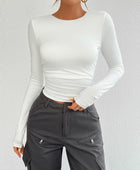 Devine Backless Round Neck Long Sleeve T-Shirt