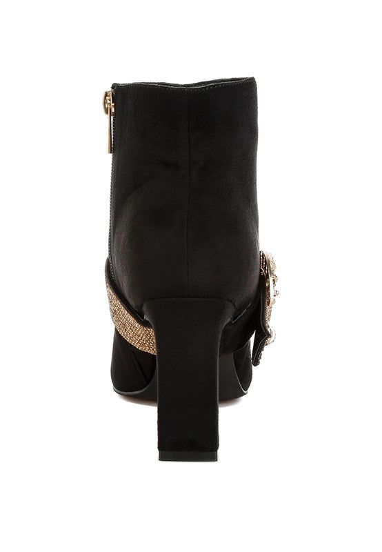 Asagao Diamante & Rhinestones Strap Boots - Body By J'ne