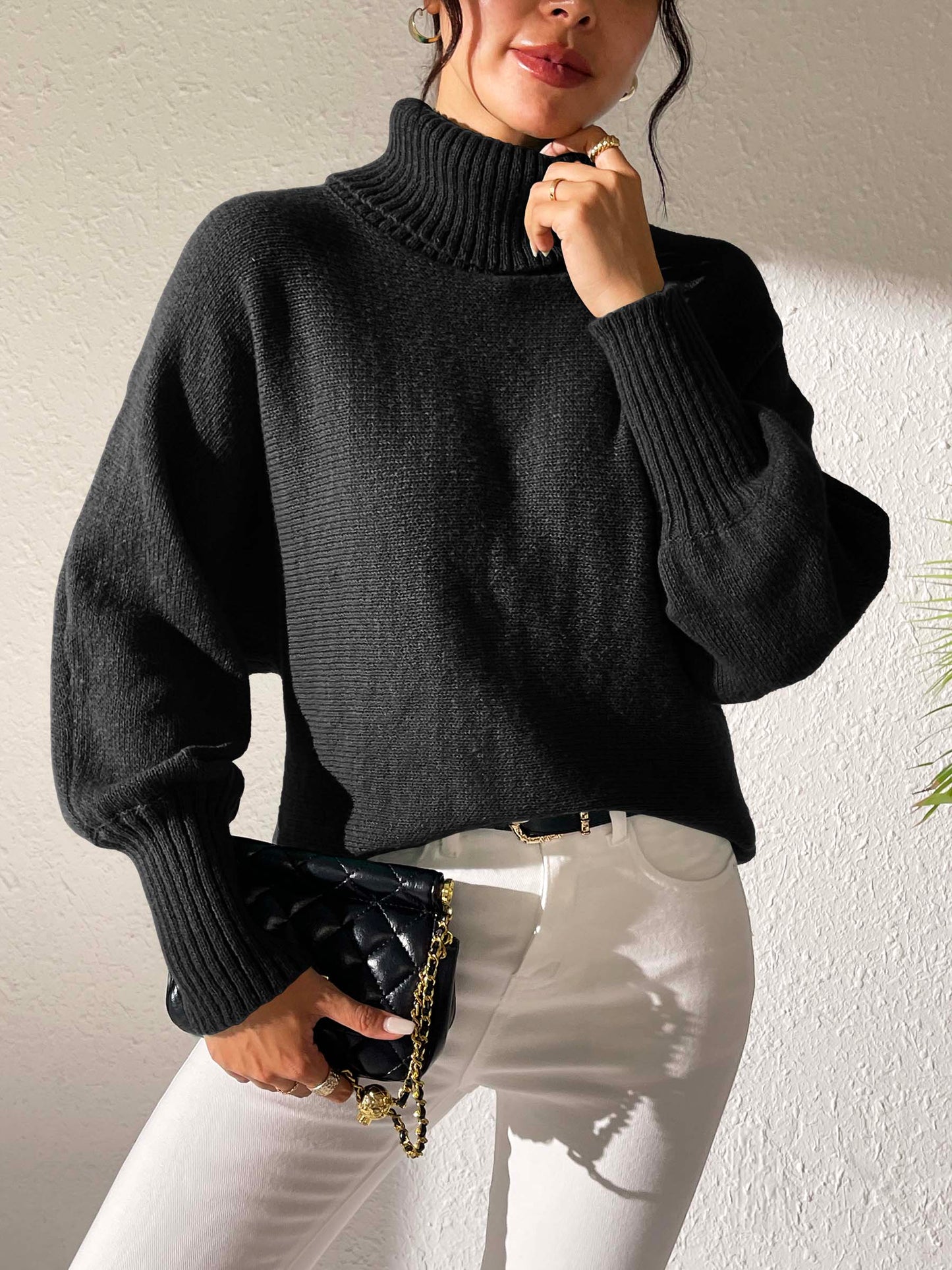 Turtleneck Long Sleeve Sweater - Body By J'ne