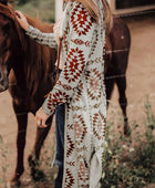 Geometric Open Front Long Sleeve Cover Up