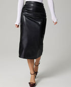 Slit Back Ruched Midi Skirt