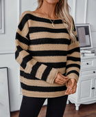 Striped Dropped Shoulder Long Sleeve Sweater