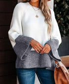 Contrast Round Neck Long Sleeve Sweater