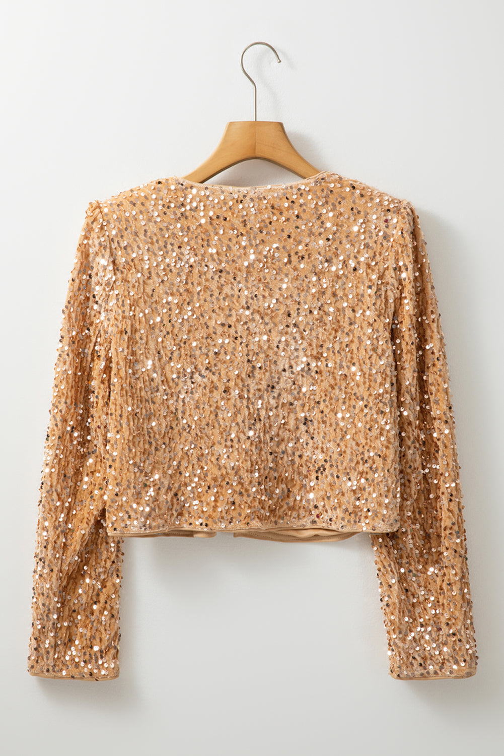 Sequin Open Front Long Sleeve Jacket - Body By J'ne