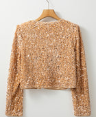 Sequin Open Front Long Sleeve Jacket