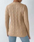 Cable-Knit Round Neck Long Sleeve Sweater