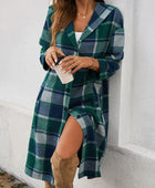 Devine Plaid Long Sleeve Hooded Coat