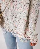 Confetti Round Neck Dropped Shoulder Sweater