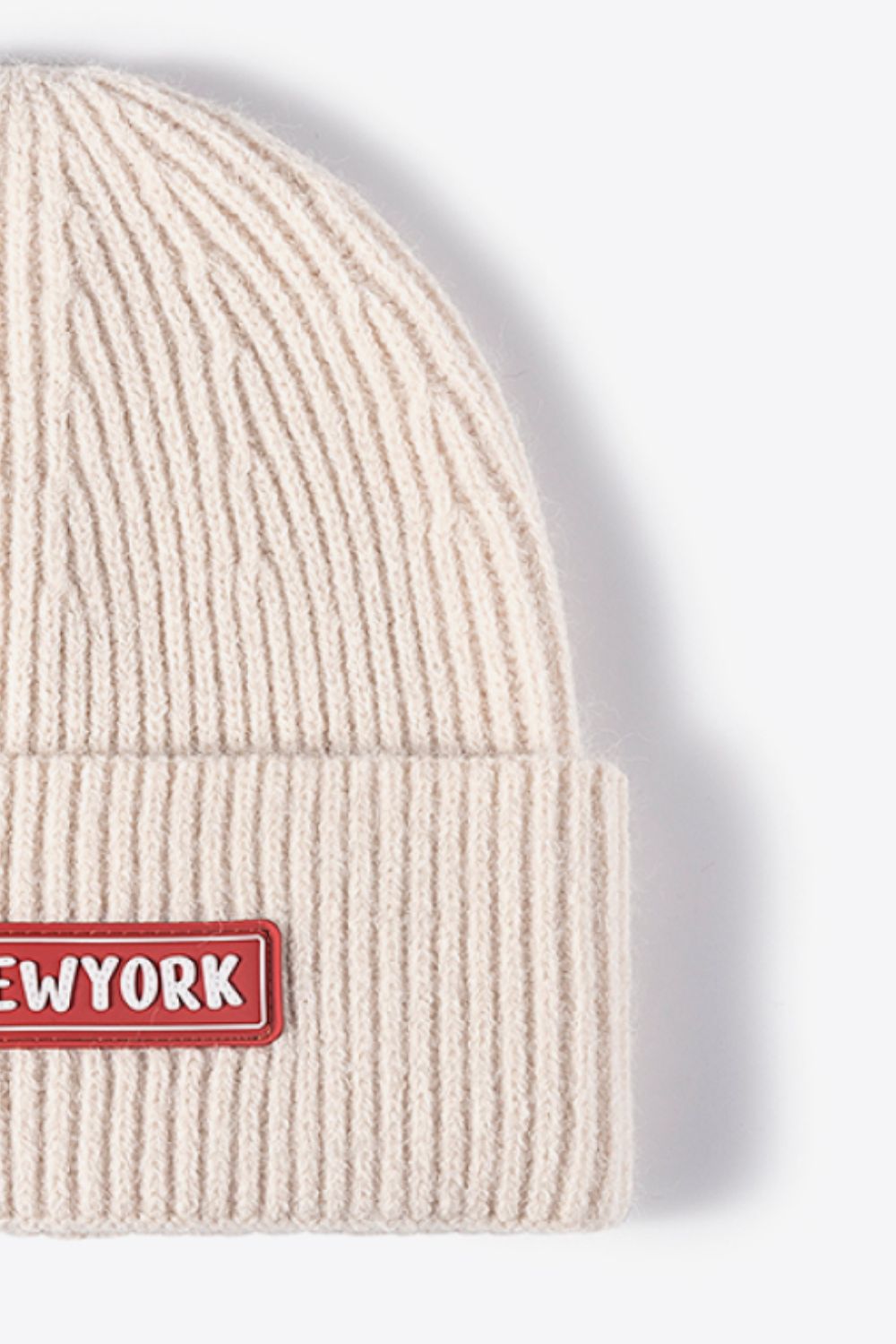 NEWYORK Patch Rib-Knit Cuffed Beanie - Body By J'ne