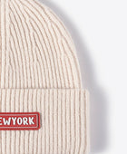 NEWYORK Patch Rib-Knit Cuffed Beanie