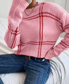 Contrast Round Neck Long Sleeve Sweater